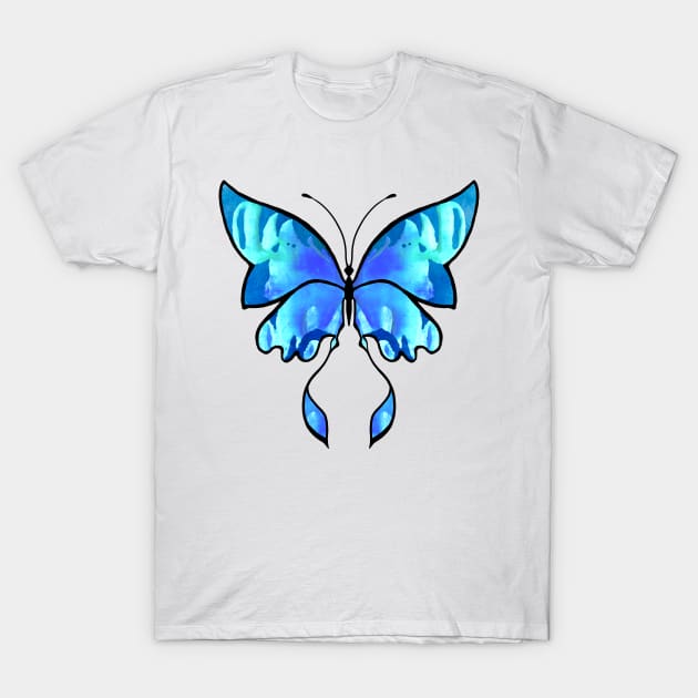 Blue Butterfly T-Shirt by Olooriel
